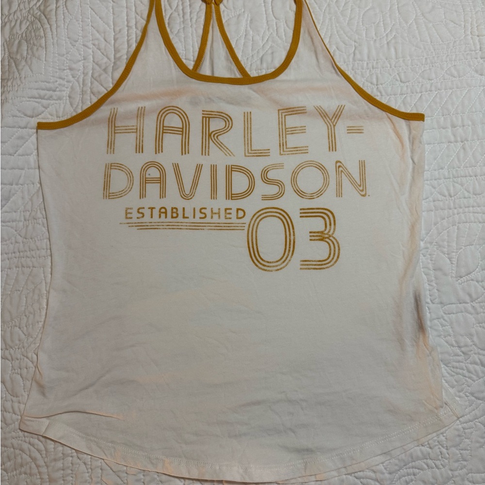 Harley-Davidson Cream Tee with Gold